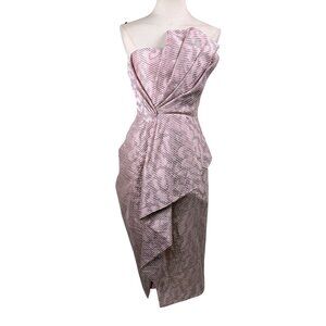 J. Mendel Womens Pink Silk Blend Strapless Evening Dress Formal Draped Design Sz